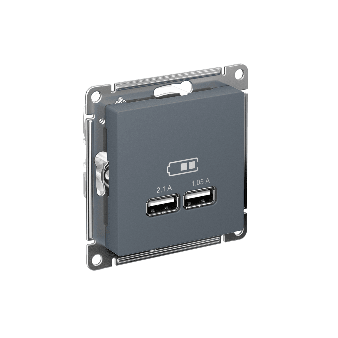 Розетка ATLASDESIGN USB 5В 1 порт x 2,1 А 2 порта х 1,05 А механизм грифель
