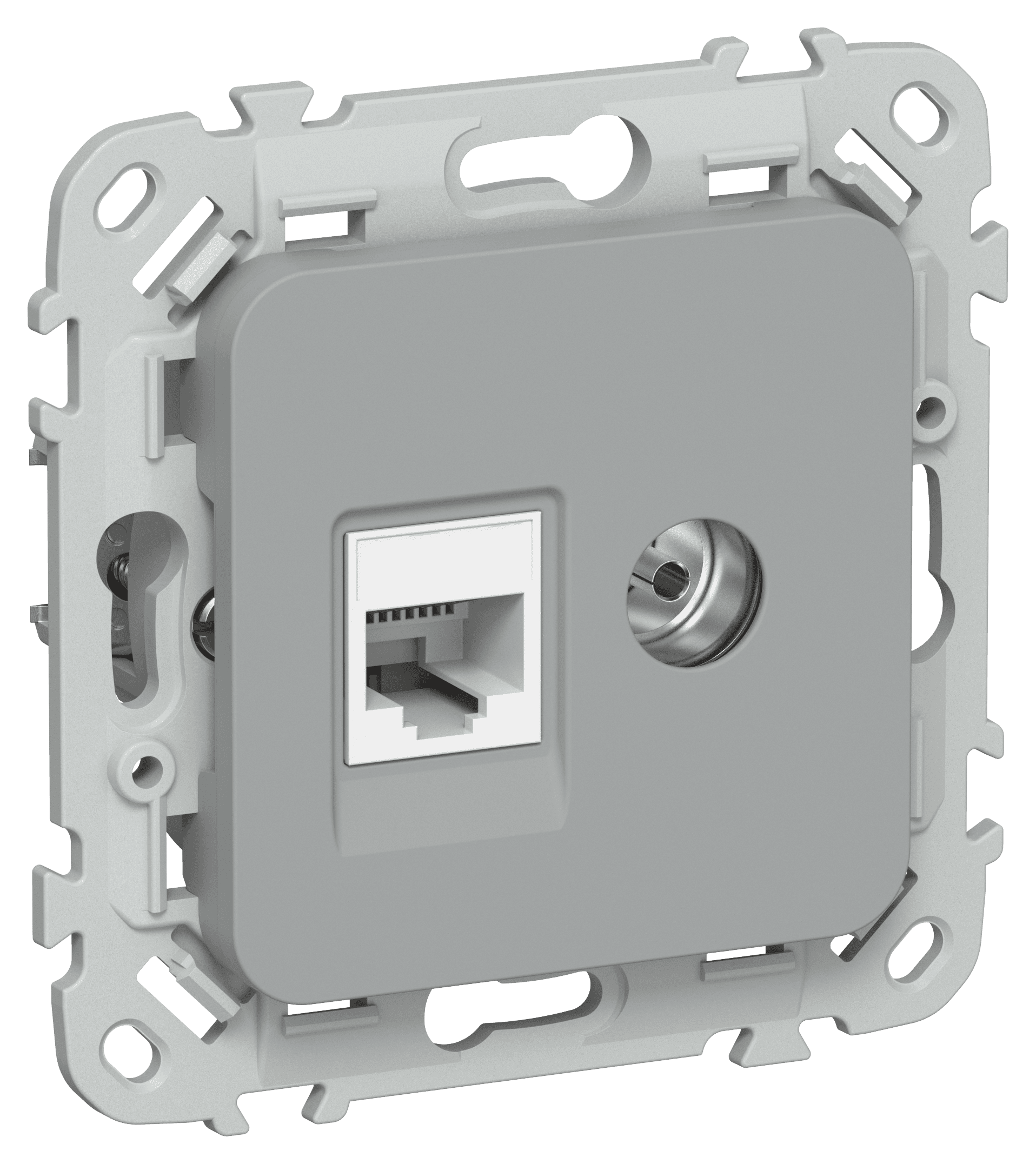 FLITE Розетка 2-местная RJ45/TV категория 5Е UTP РКТВ5е-2-0-ФлС серый IEK
