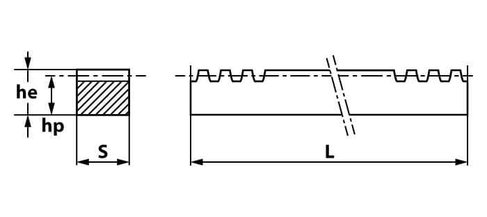 Рейка зубчатая прямозубая: 25x25, L=2000 мм, M=4 CR36200 TECHNIX