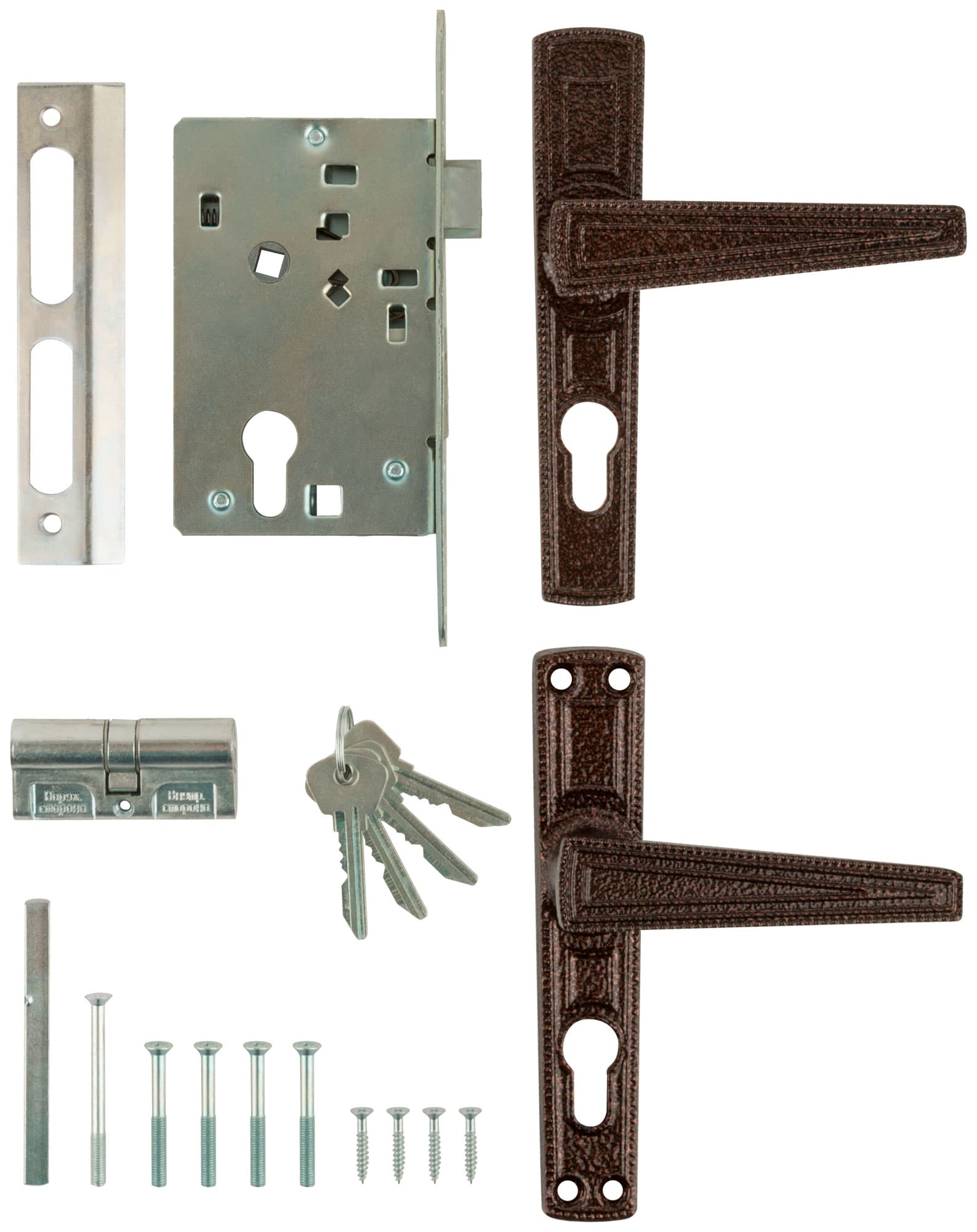 Замок врезной Зенит 3В4-3.01, медь