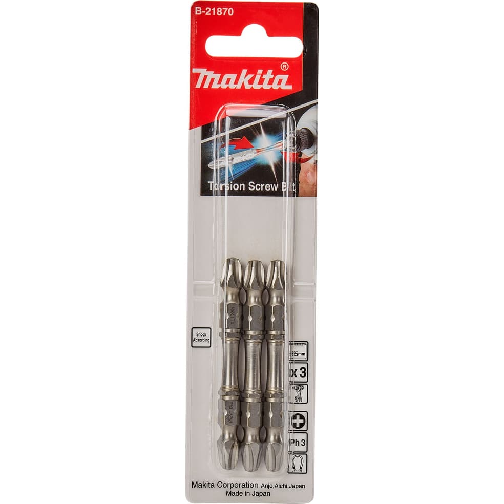 Насадка бита двусторонняя Silver Torsion PH3, 65 мм, E-form (MZ), 3 шт.