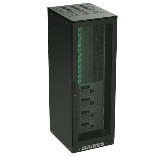 Шкаф напольный 24U 600х600 двери перфорированная/перфорированная укомплектован вводом и заглушками RAL 9005