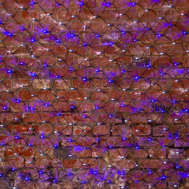 Гирлянда Сеть 2х1,5 м, черный ПВХ, 288 LED белые/синие