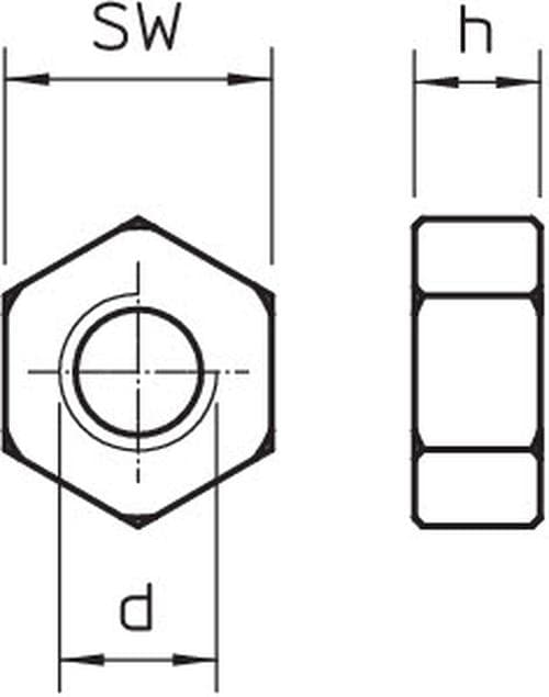 Гайка шестигранная М10, DIN 934, G (HN M10 G)