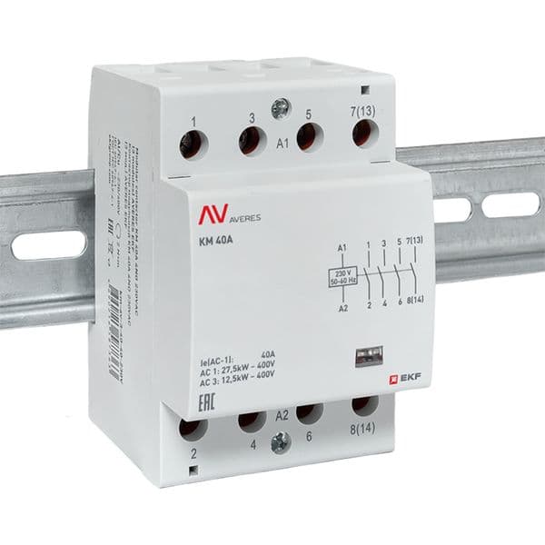 Контактор модульный КМ 40А 4NO 230VAC (3 мод.) AVERES