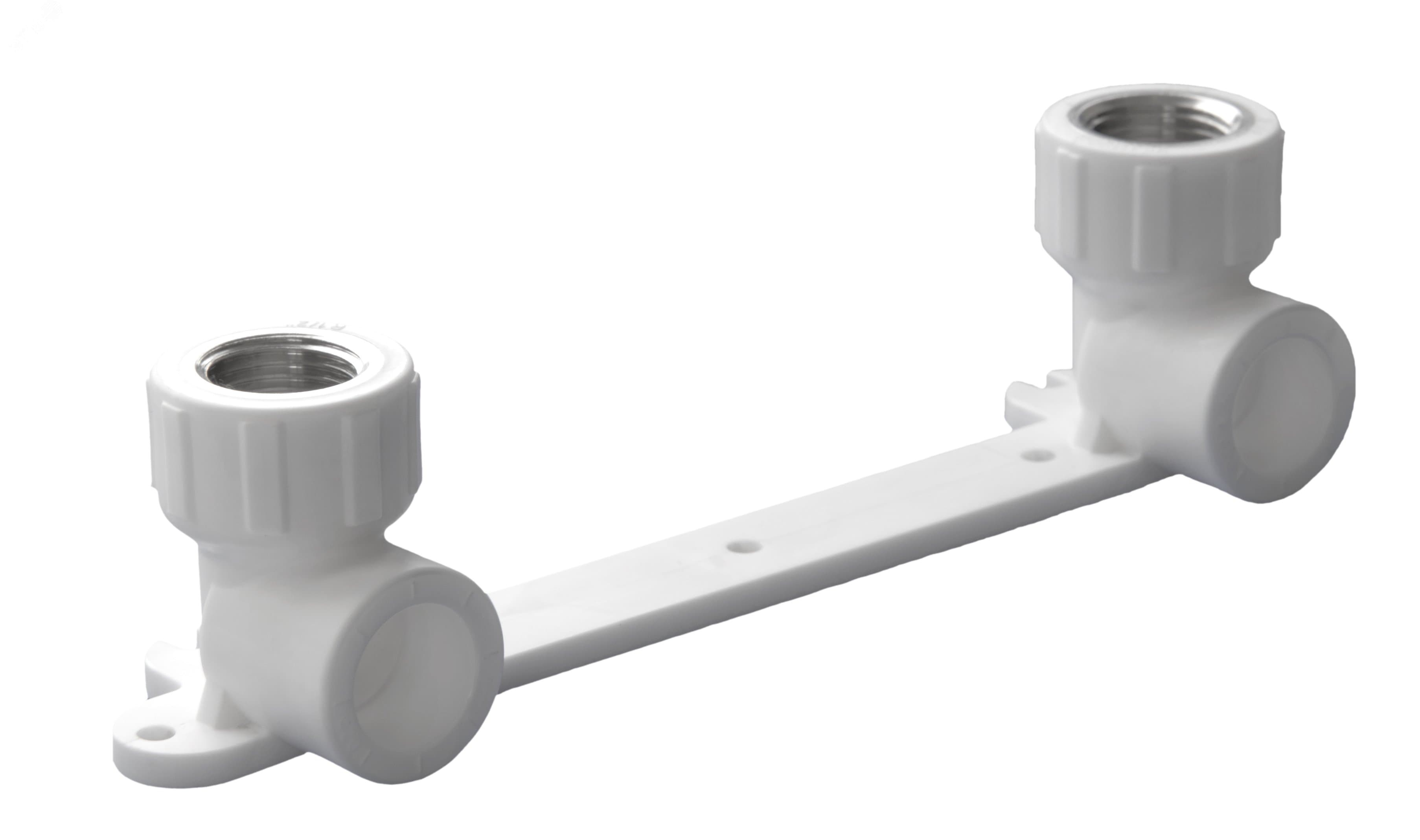 Планка монтажная 25x1/2' ВР для смесителя, с водорозетками, полипропиленовая PPR белая