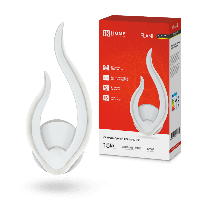 Светильник светодиодный ELEGANT FLAME 15Вт 230В 3000-6500K 1200Лм STEP COLOR белый IN HOME