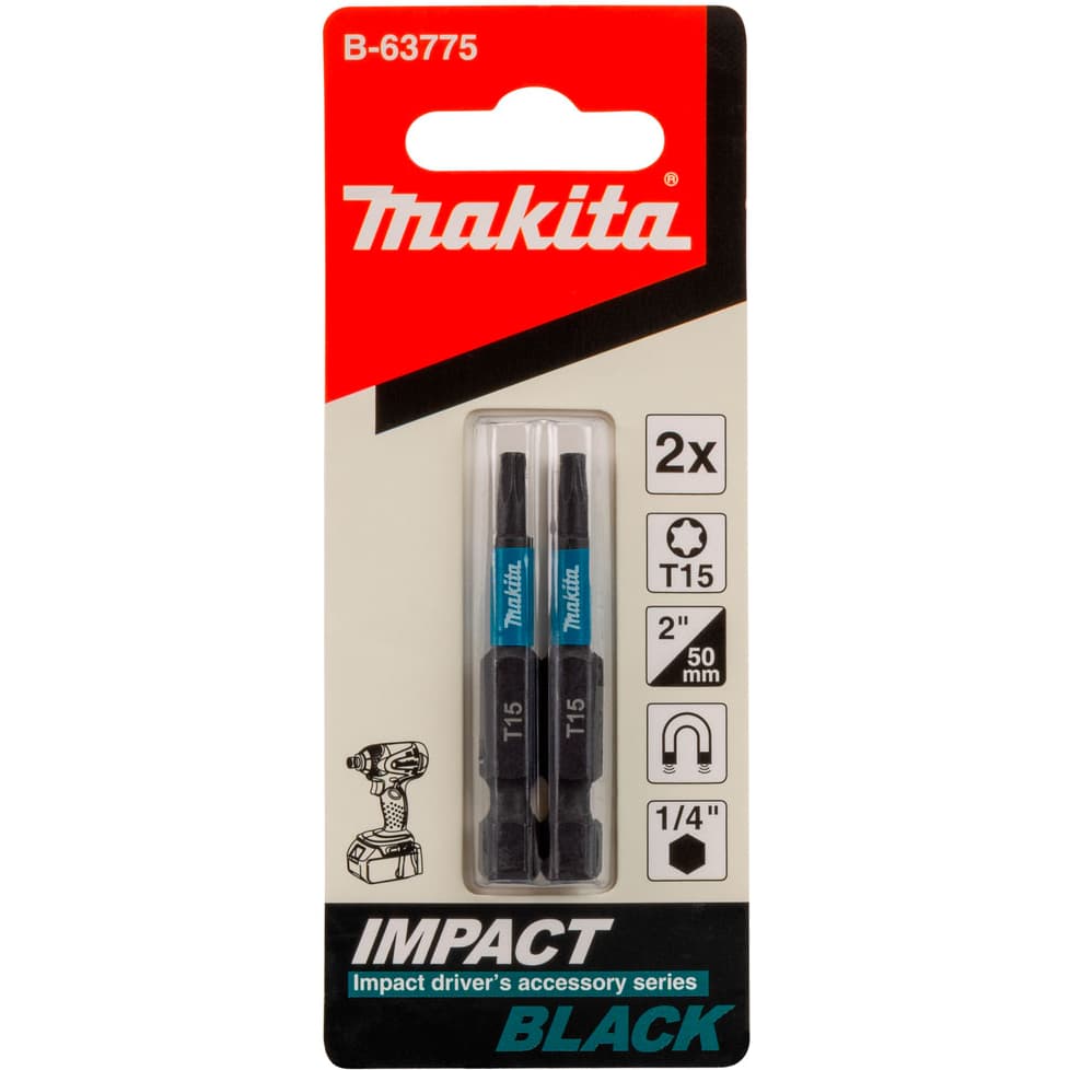Насадка бита Impact Black T15, 50 мм, E-form (MZ), 2 шт.