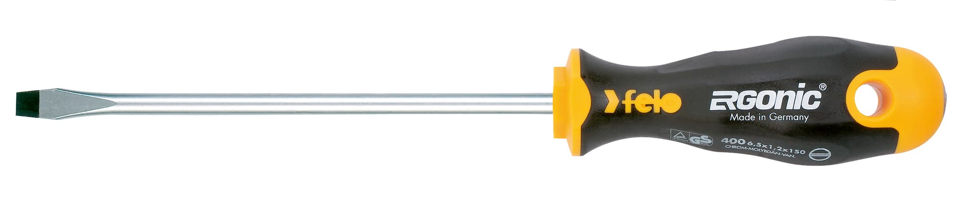 Отвертка Ergonic плоская шлицевая 6,5X1,2X150