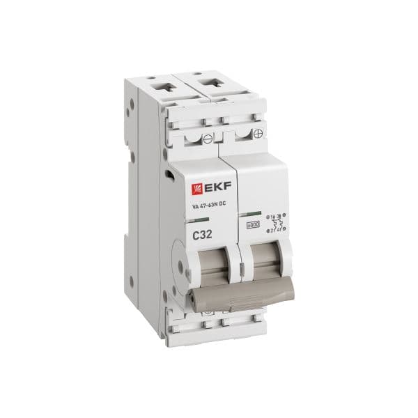 Выключатель автоматический двухполюсный 2P 32А (C) 6kA ВА 47-63N DC M63DC6232C PROXIMA EKF