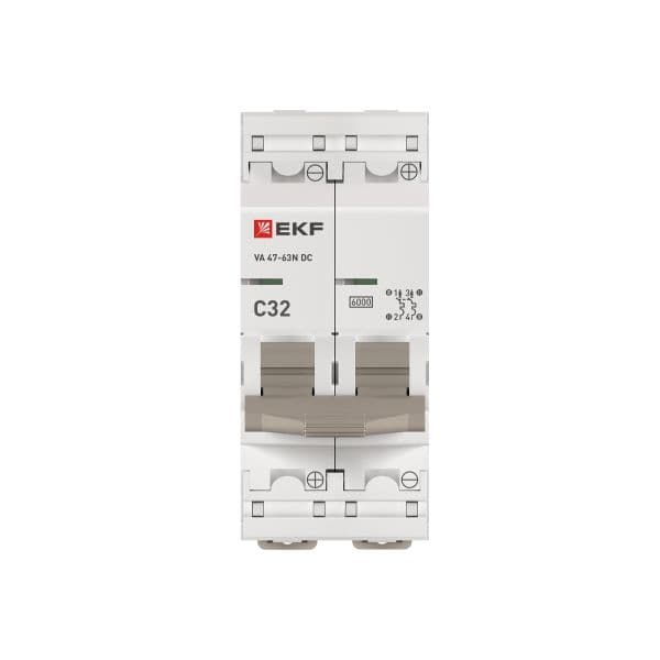 Выключатель автоматический двухполюсный 2P 32А (C) 6kA ВА 47-63N DC M63DC6232C PROXIMA EKF
