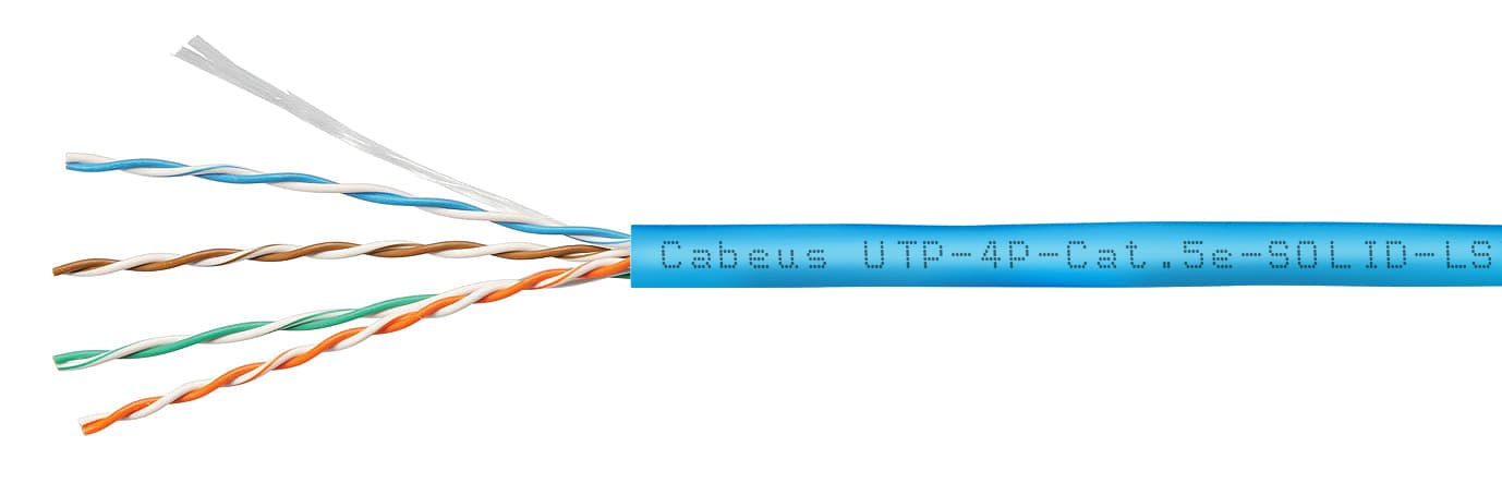 Витая пара U/UTP Cat 5e 4 пары 24 AWG solid LSZH нг(А)-HF синий 100м