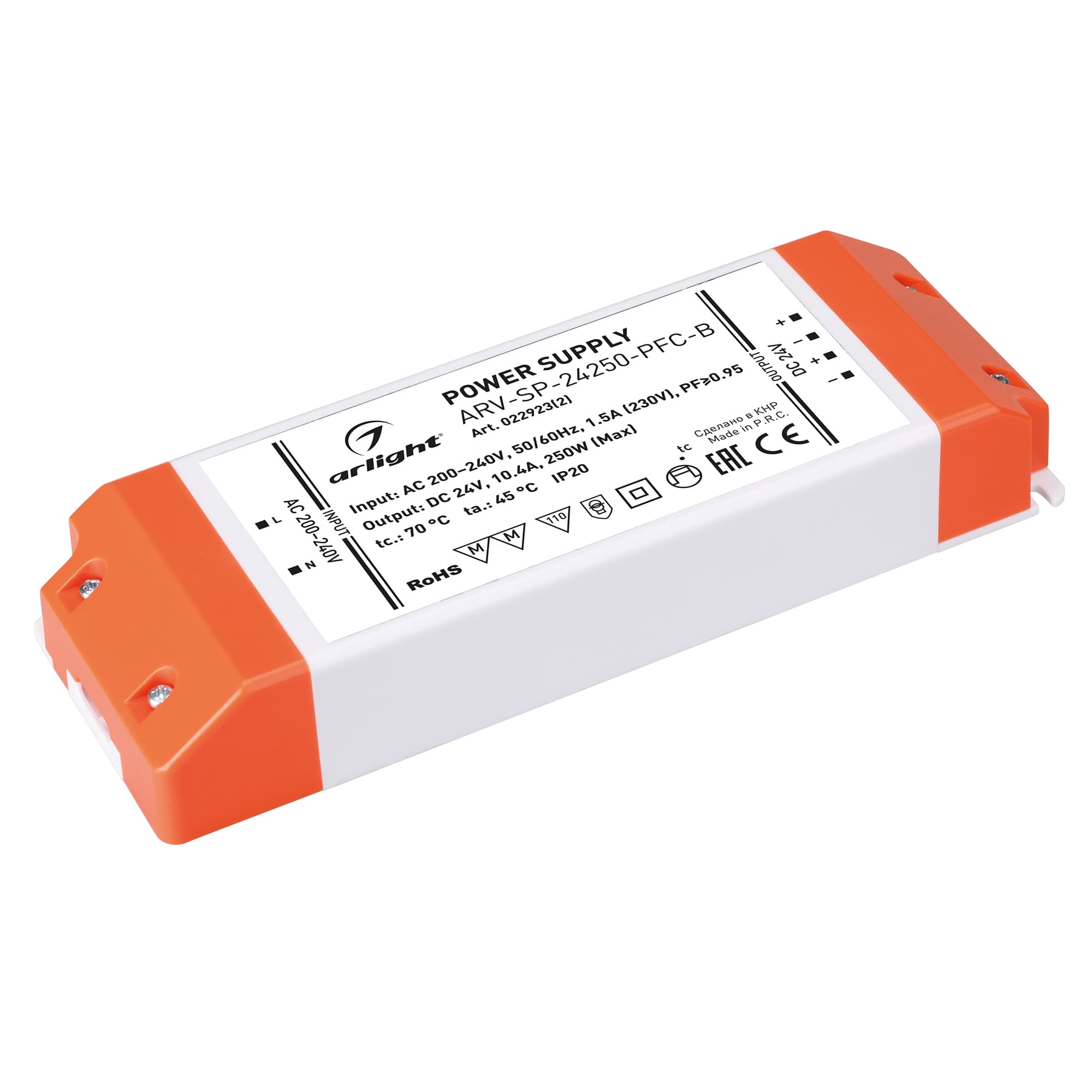 Блок питания ARV-SP-24250-PFC-B (24V, 10.4A, 250W) (IP20 Пластик, 5 лет)