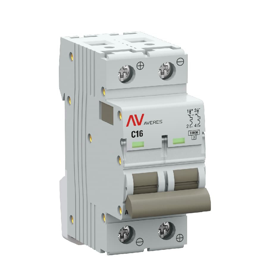 Выключатель автоматический AV-10 DC 2P 16A (C) 10kA AVERES