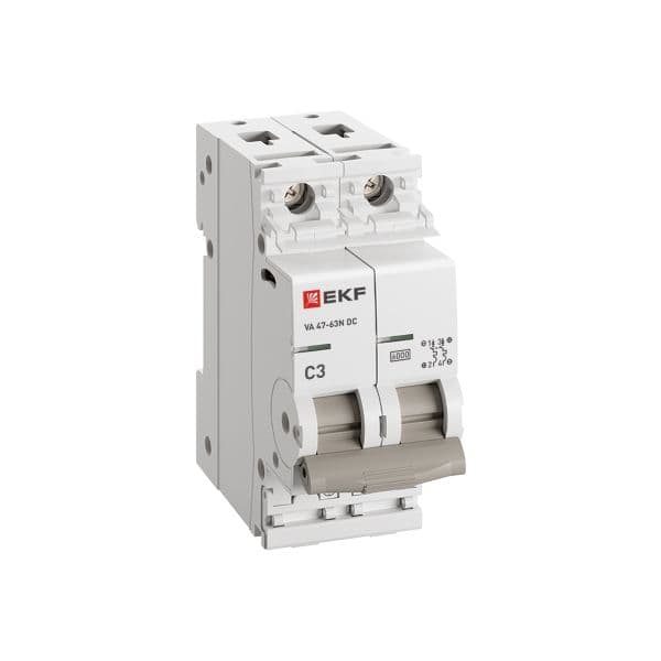 Выключатель автоматический двухполюсный 2P 3А (C) 6kA ВА 47-63N DC M63DC623C PROXIMA EKF