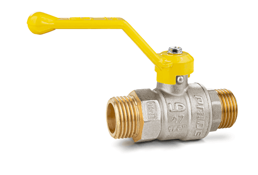 Кран шаровой латунный никелированный 11б27п Ду15 Ру40 (1/2') НР/НР рычаг GAS