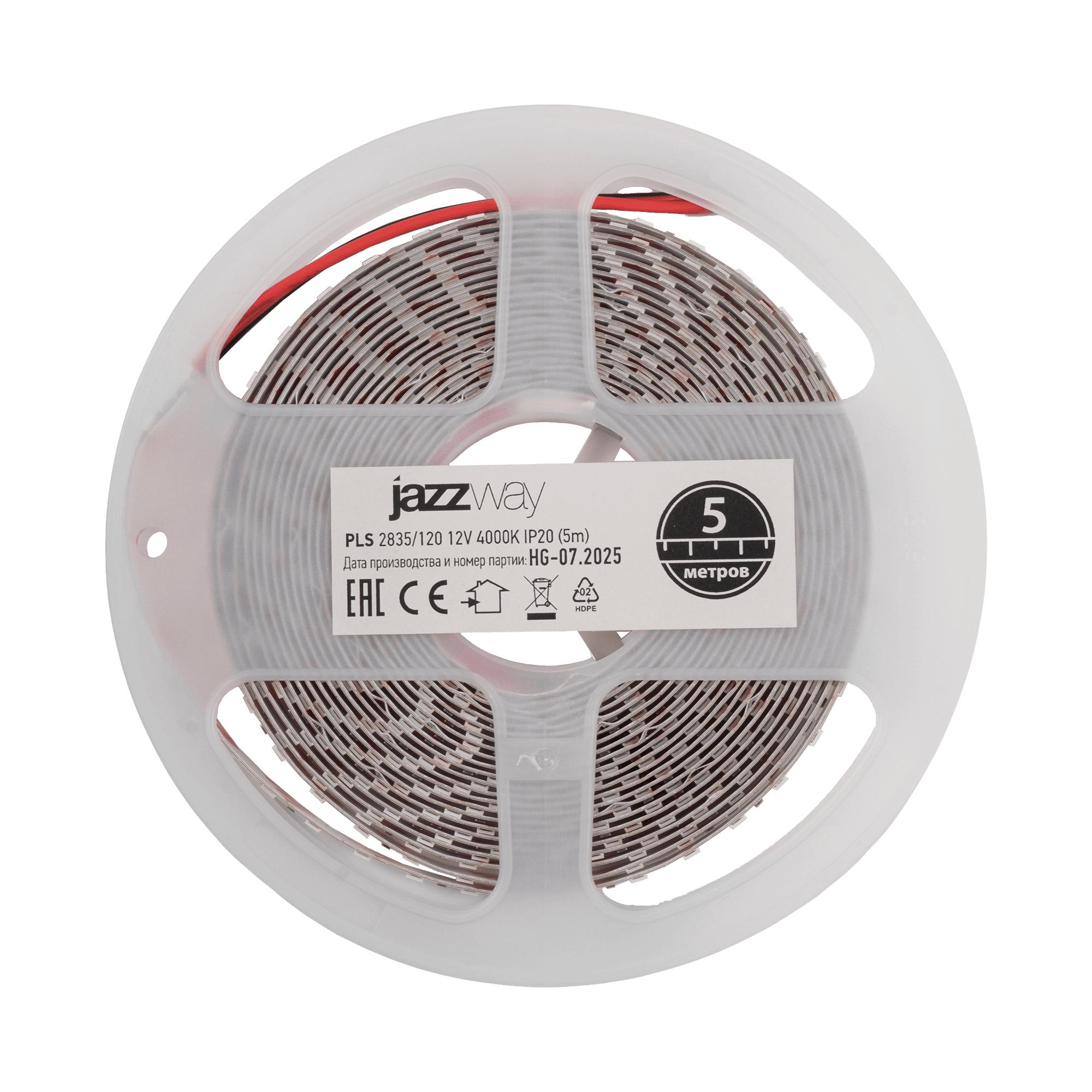 Лента светодиодная 12Вт/м 12В 4000К белый IP20 120 LED/м 5м JazzWay