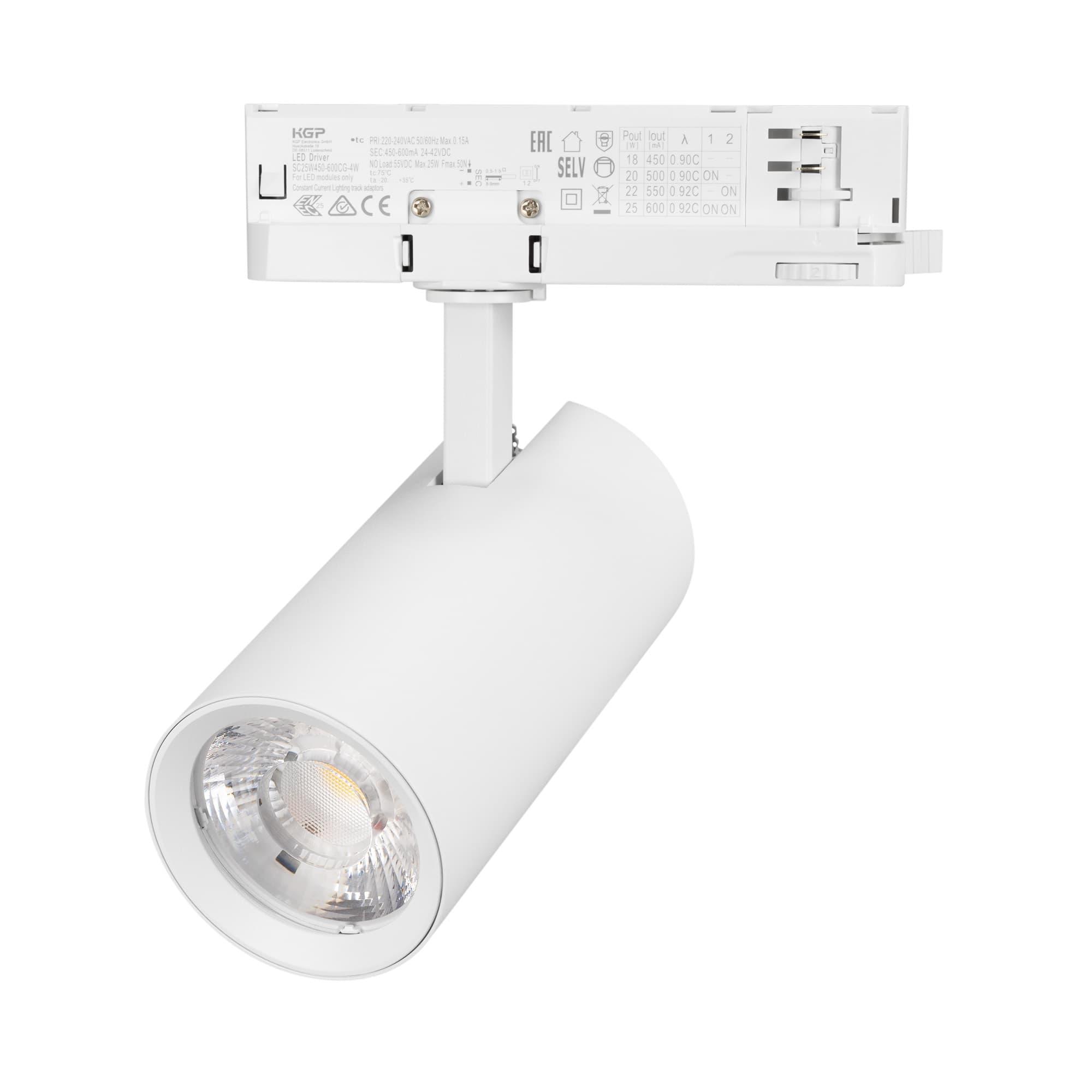 Светильник светодиодный трековый LGD-GERA-4TR-R74-20W Day4000 (WH, 15 deg, 230 В) (ARL, IP20 металл, 5 лет)