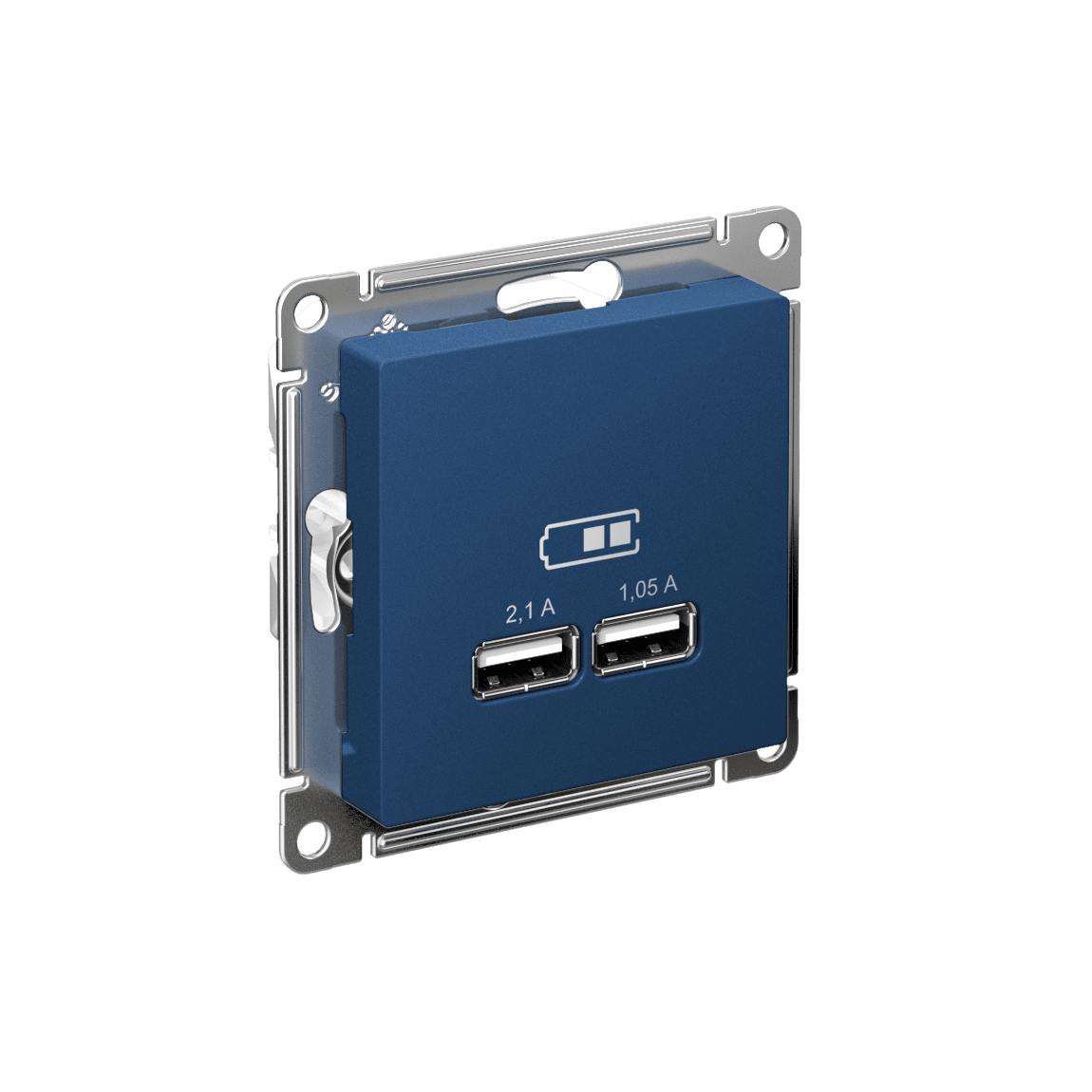 ATLASDESIGN USB РОЗЕТКА A+A, 5В/2,1 А, 2х5В/1,05 А, механизм, АКВАМАРИН