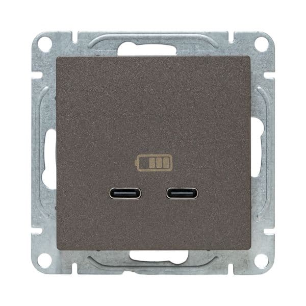 Механизм розетки USB-C - 2шт  мокко Эпика EKF