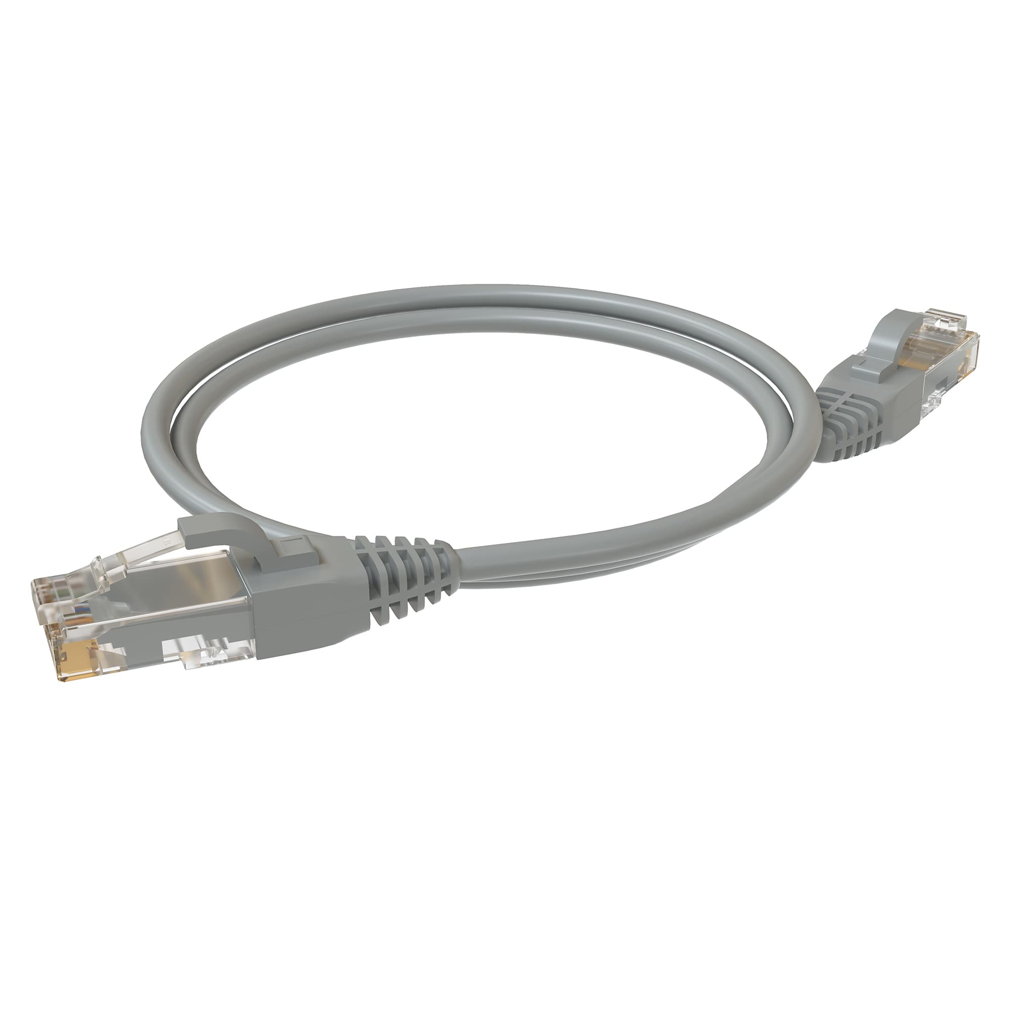 Патч-корд U/UTP, категория 5е, 2xRJ45, неэкранированный, серый, LSZH, 1 м