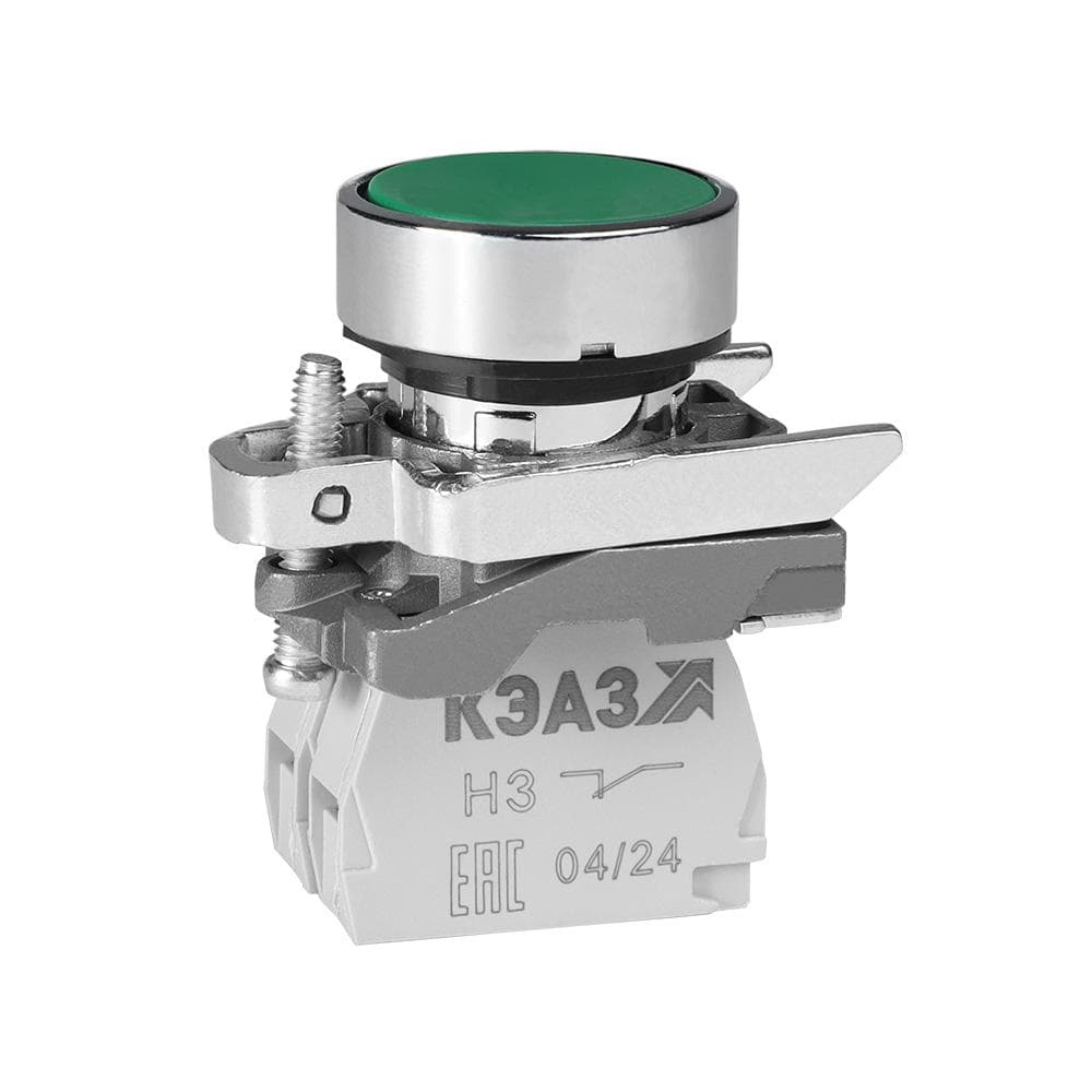 Кнопка КМЕ4101мС-зеленый-0но+1нз-цилиндр-IP40