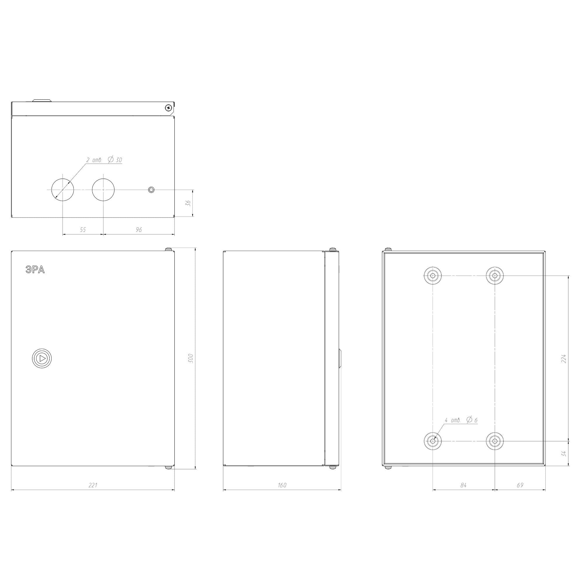 Корпус металлический ЩМПг-00 (290х220х155) IP54 У2 серый SIMPLE