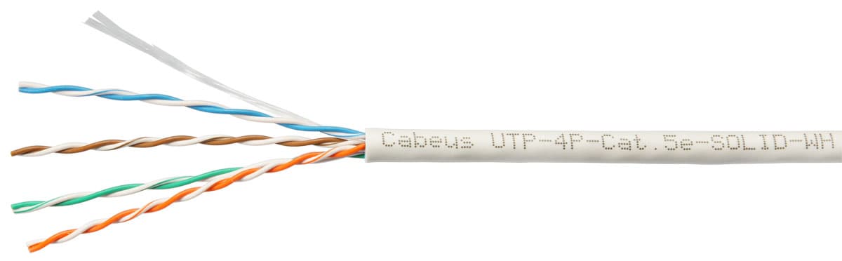 Витая пара U/UTP Cat 5e 4 пары 24 AWG solid PVC нг(А)-LS белый 305м