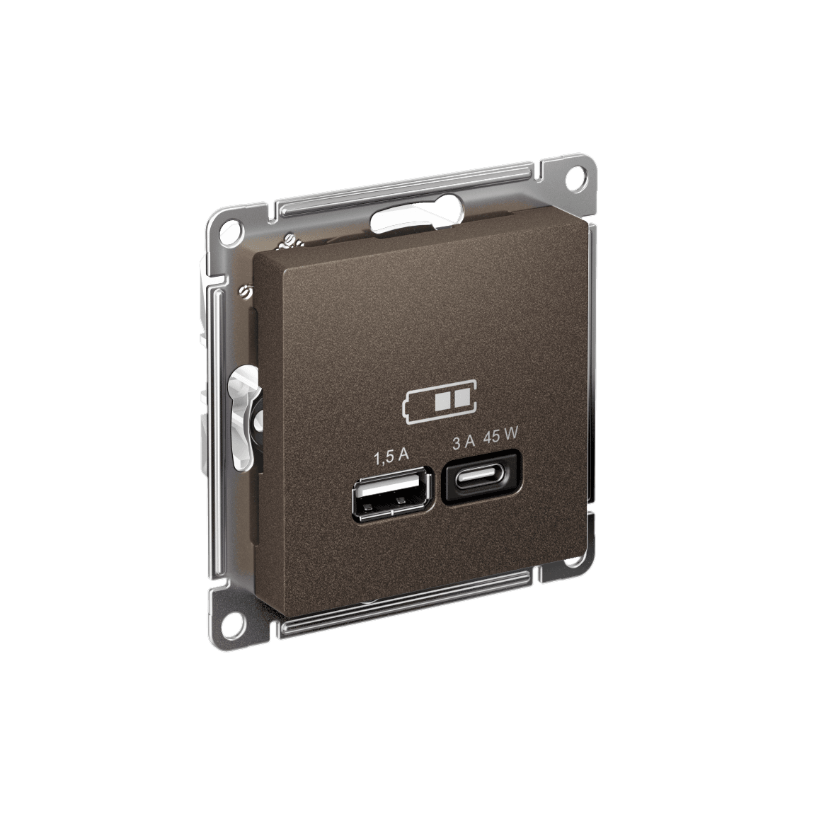 ATLASDESIGN USB РОЗЕТКА A + тип-C 45W высокоскор.заряд. QC, PD, механизм, МОККО