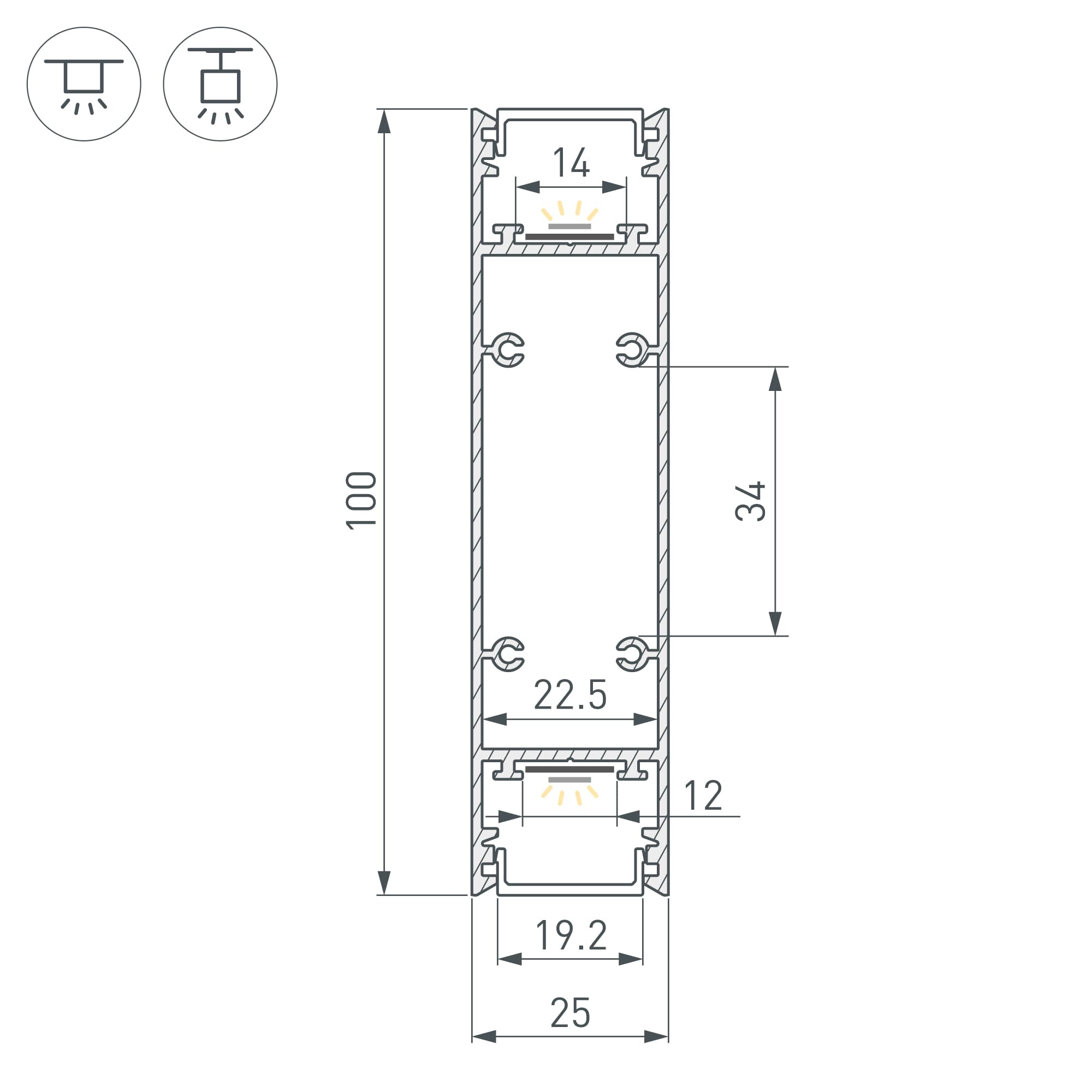 Профиль SL-LINE-25100-DUAL-2500 WHITE (Алюминий)