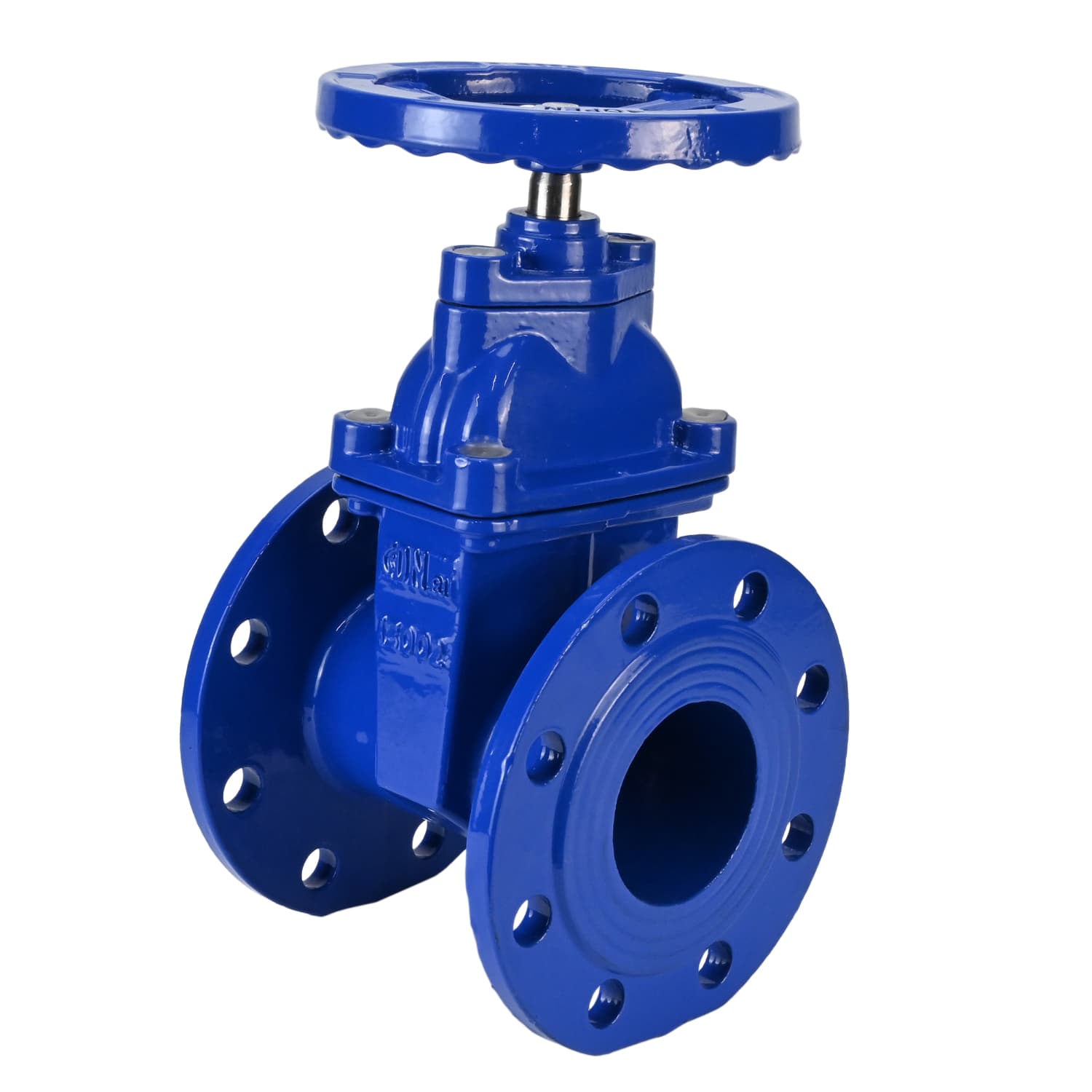 Задвижка клиновая 30ч39р (аналог МЗВ) GGG50-GGG50-EPDM-F-S blue Ду80 Ру10/16 фланцевая, корпус чугун GGG50, уплотнение EPDM, со штурвалом и невыдвижным штоком, цвет синий