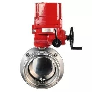 Затвор дисковый поворотный 304-304-EPDM-2W-T-H Ду80 Ру10 пищевая нержавеющая сталь 304, уплотнение EPDM, с электроприводом EX-010 220В