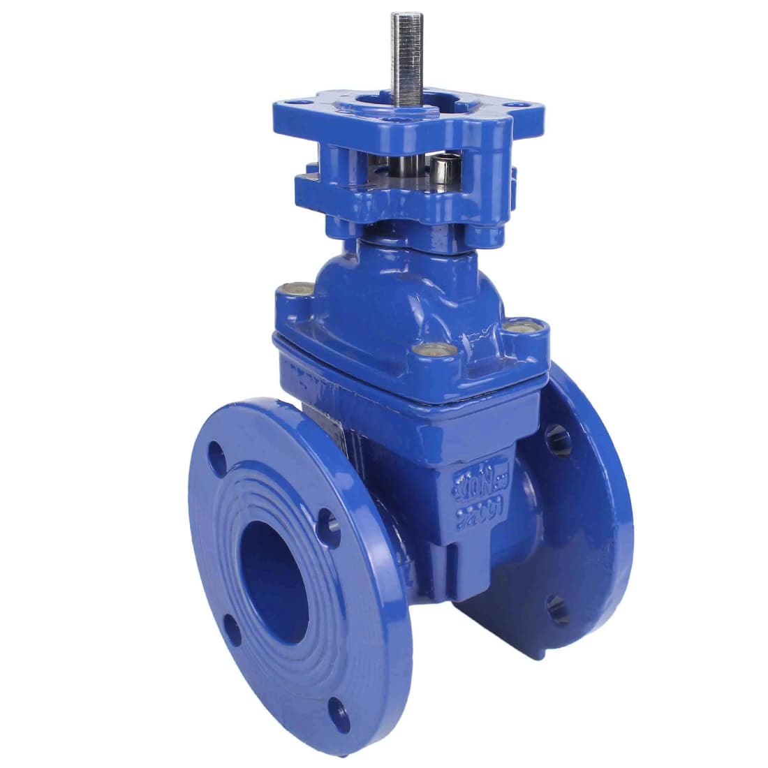 Задвижка клиновая 30ч939р (аналог МЗВ) GGG50-GGG50-EPDM-BLUE Ду300 Ру10/16 фланцевая, клин обрезиненный, корпус чугун, c ОСТ-фланцем, квадратным штоком, под электропривод, цвет синий