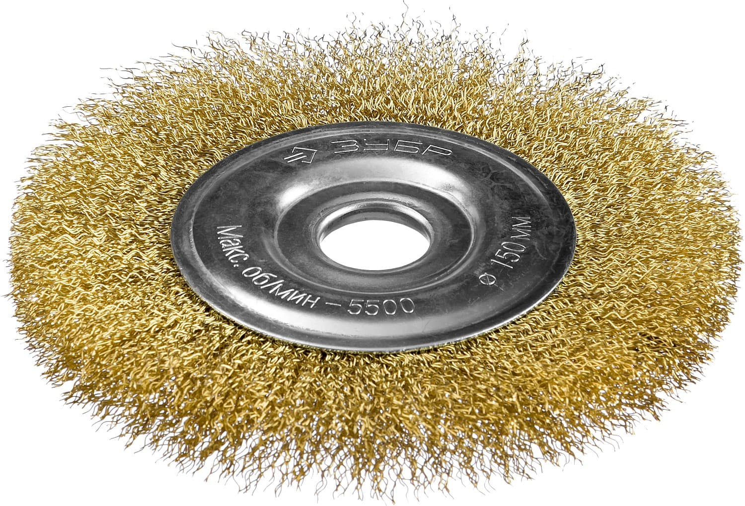 Щетка дисковая для УШМ, витая стальная латунированная проволока 0,3мм, 150х22мм ''Профессионал''.