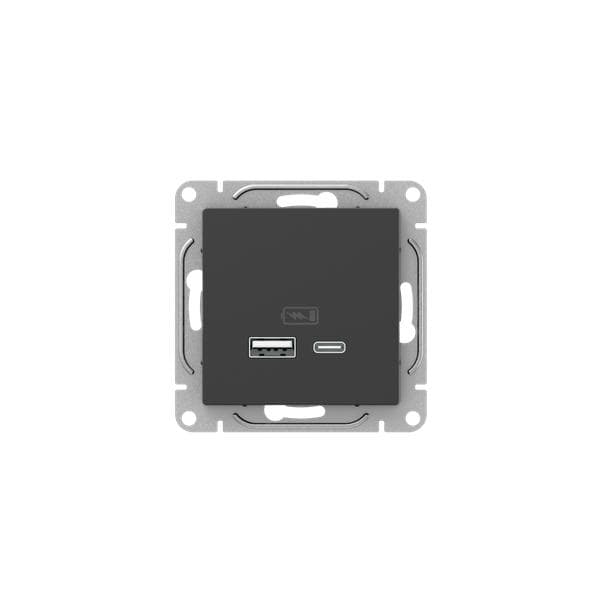 Механизм розетки USB-A+С, чёрный Эпика EKF