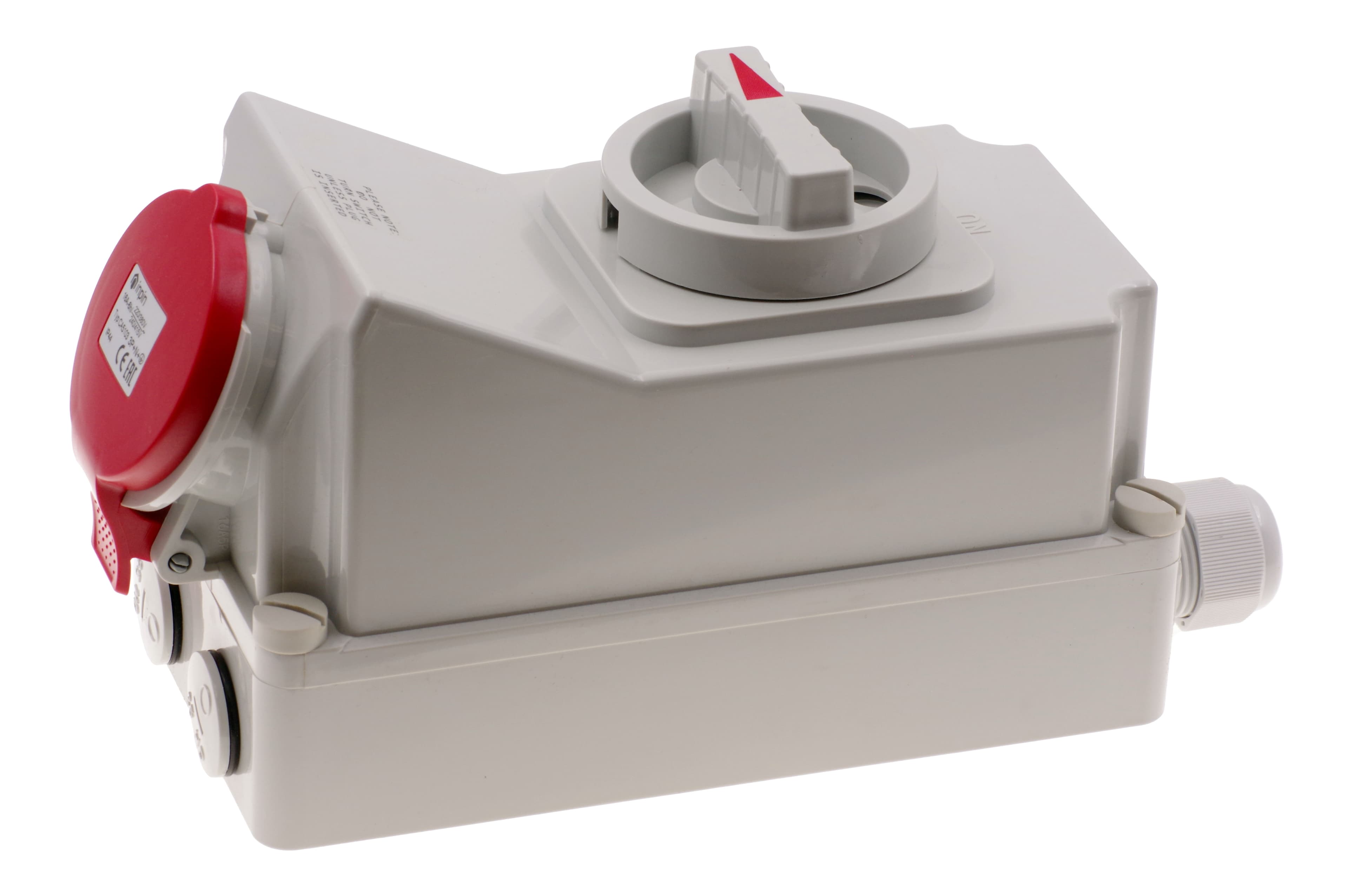 Розетка настенная с выключателем и механической блокировкой 16A/400V/3P+N+E/IP44