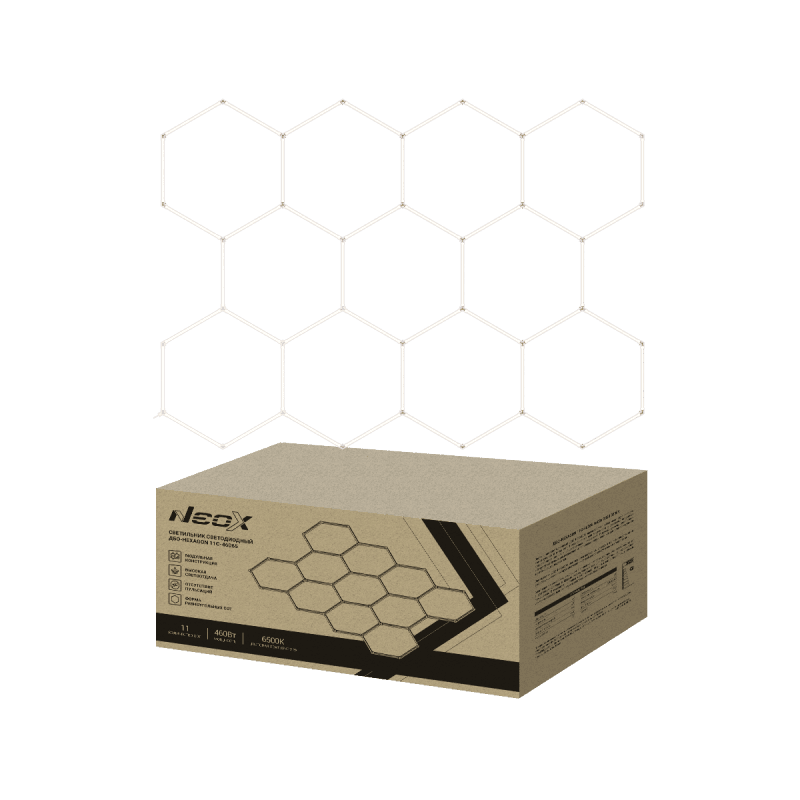 Светильник светодиодный ДБО-HEXAGON 11С-46065 460Вт 230В 6500К 11 сот 0.5м шнур с вилкой 3256х2350мм NEOX