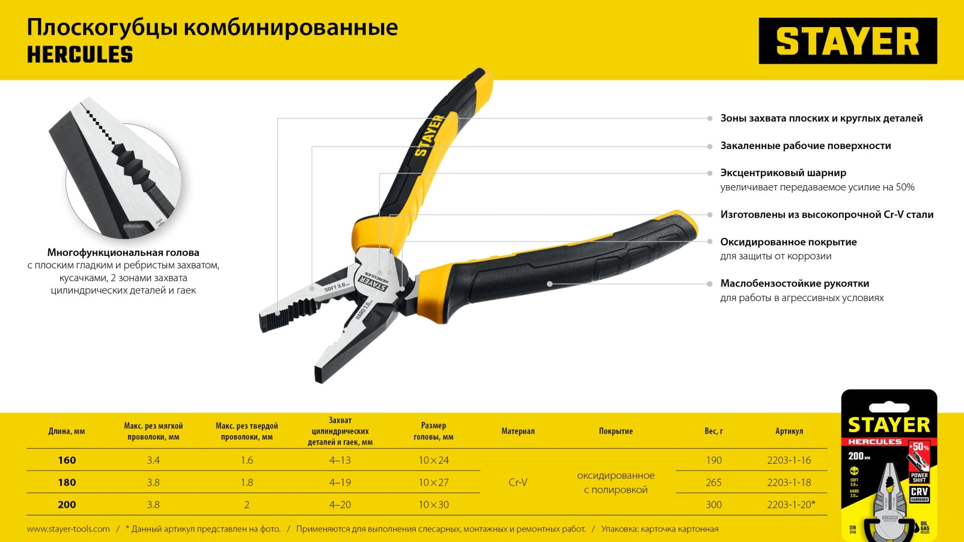 Плоскогубцы Hercules 160 мм