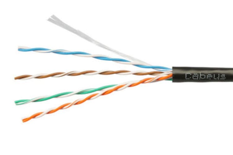Витая пара UTP (U/UTP), категория 5e, 4 пары (24 AWG), одножильный, PVC нг(А)-LS, черный (20 м)