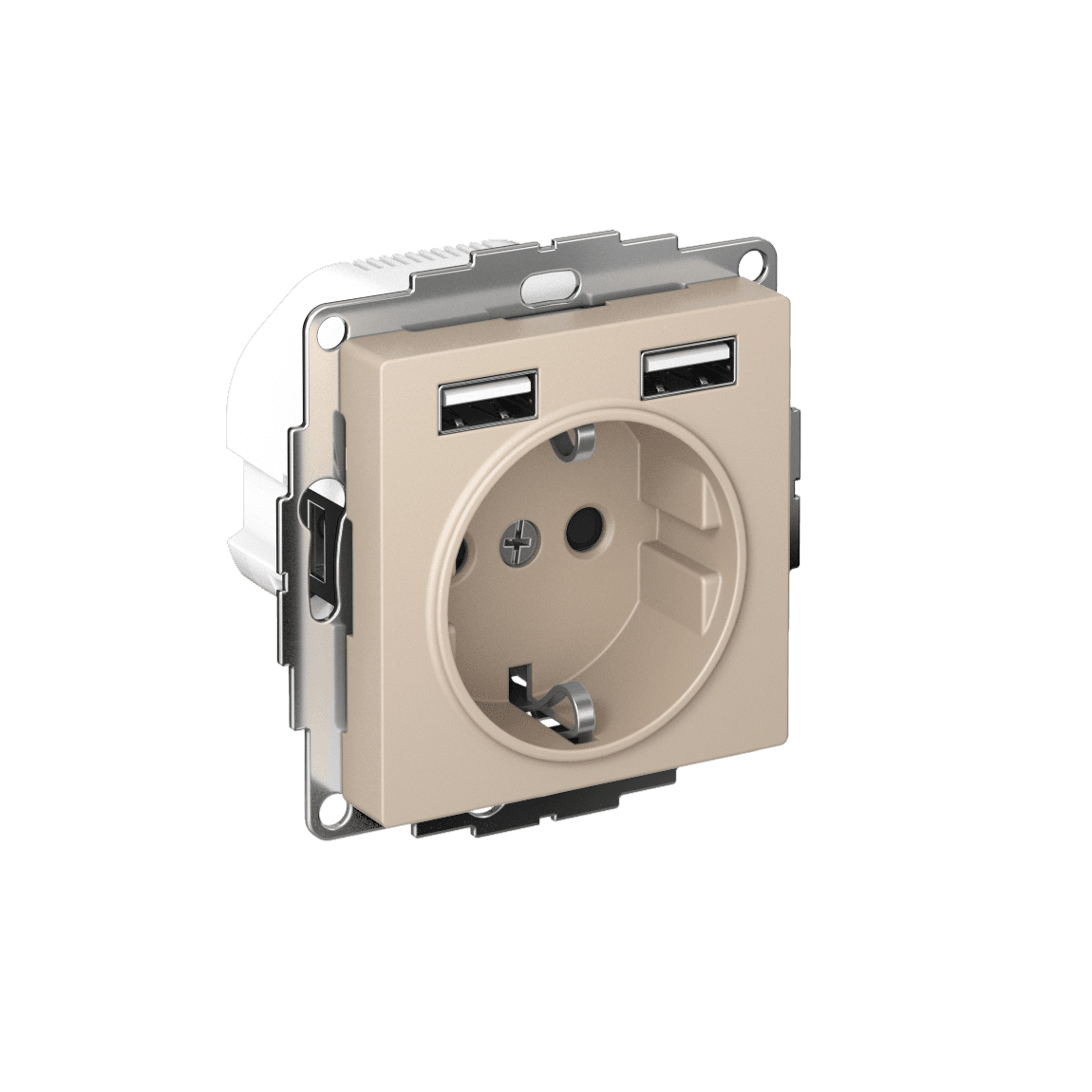 ATLASDESIGN РОЗЕТКА 16А c 2 USB A+A, 5В/2,4А, 2х5В/1,2А, механизм, ПЕСОЧНЫЙ