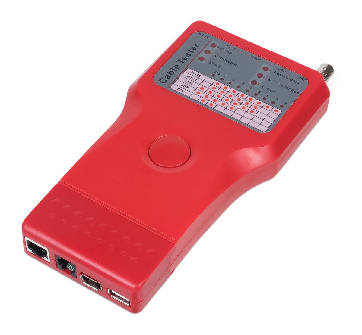 Тестер для витой пары, коаксиала, телефона, USB, 1394 (батарея в комплекте, светодиод состояния)