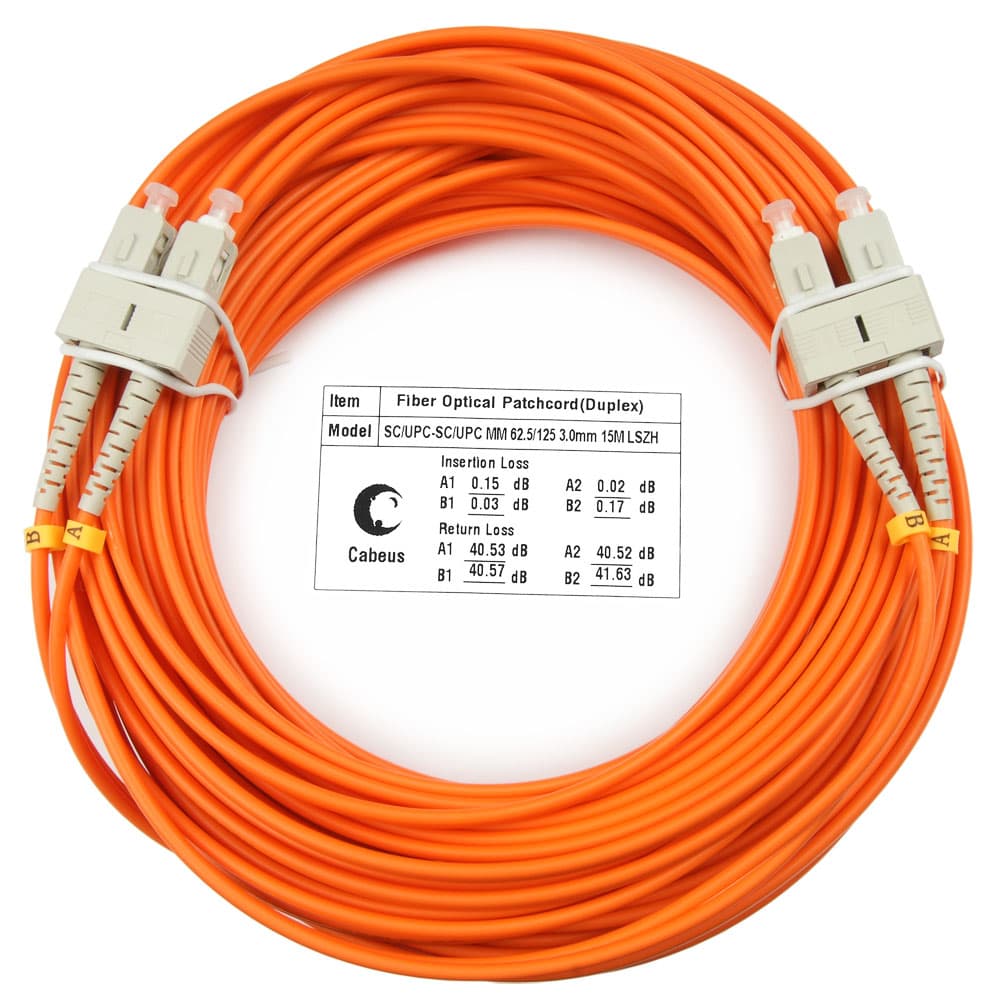 Патч-корд оптический duplex 20м SC-SC 62,5/125MM LSZH
