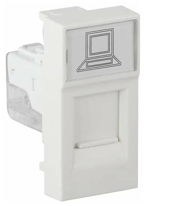 Розетка модульная компьютерная RJ-45 45х22.5мм белая