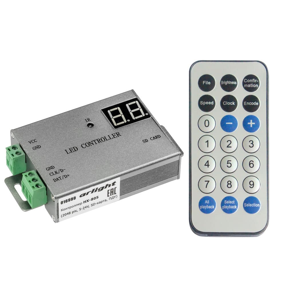 Контроллер HX-805 2048 pix, 5-24V, SD-карта, ПДУ