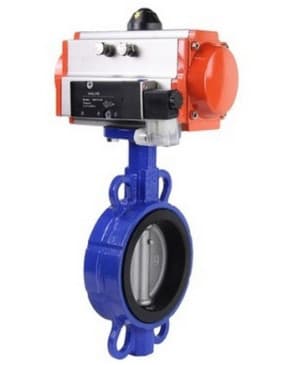 Затвор дисковый поворотный 304-304-VITON-2W-Fb-H Ду80 Ру16, корпус нержавеющая сталь 304, диск нержавеющая сталь 304, уплотнение VITON, с пневмоприводом SA-105 и пневмораспределителем PND2-S1EM-52-1NC-J08-24VDC