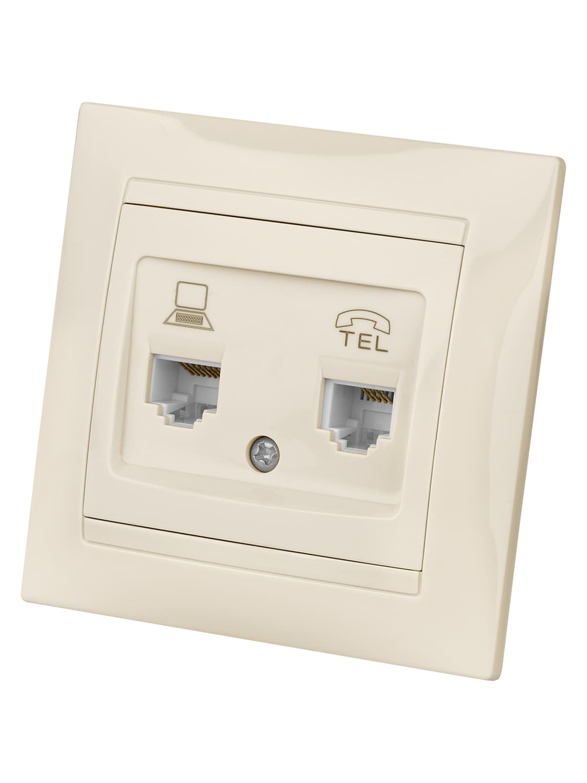 "Розетка телефонная RJ11 + компьютерная RJ45 сл. кость ""Лама"" TDM"