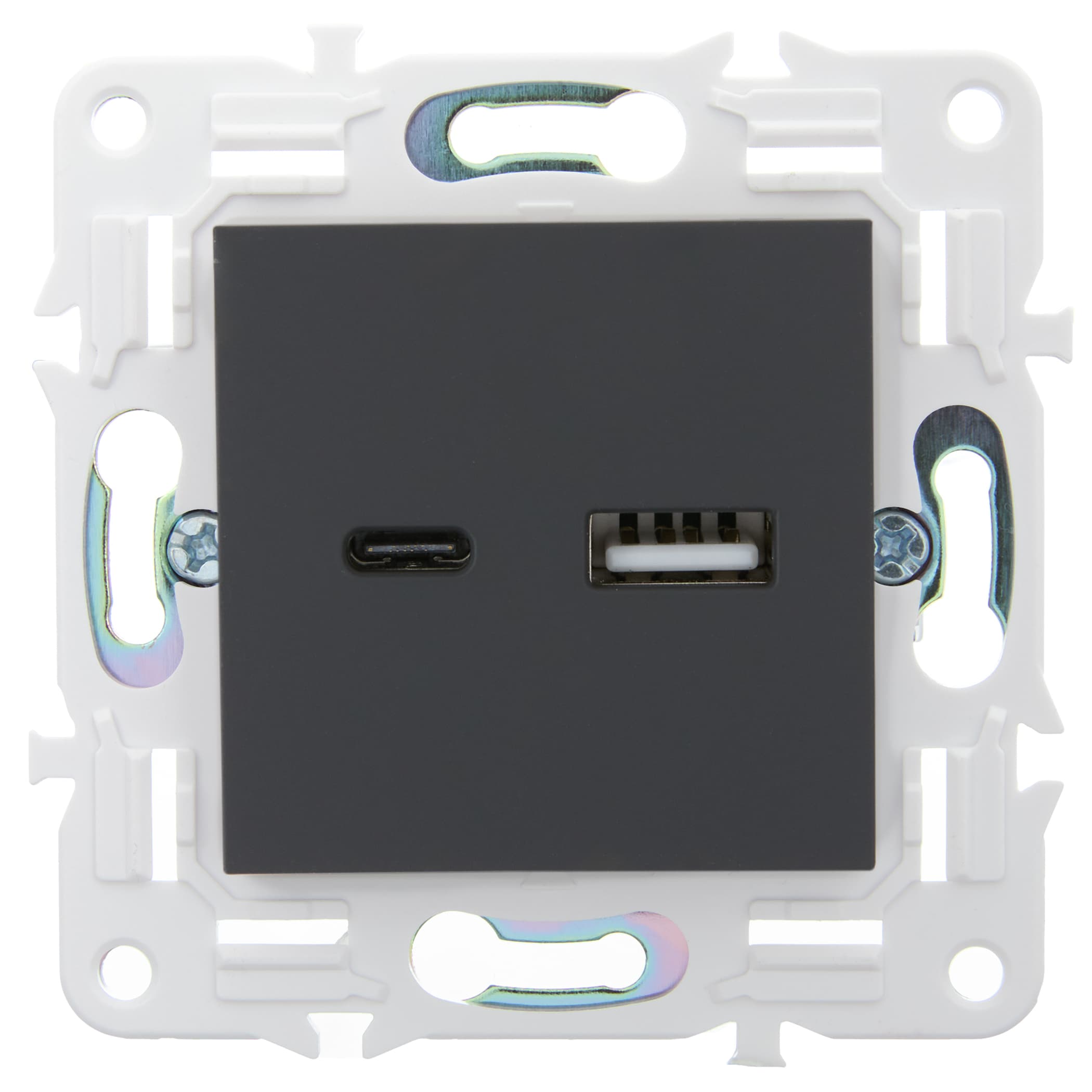 SKANDY Розетка USB A+C 3,1А SK-R14G графит IEK