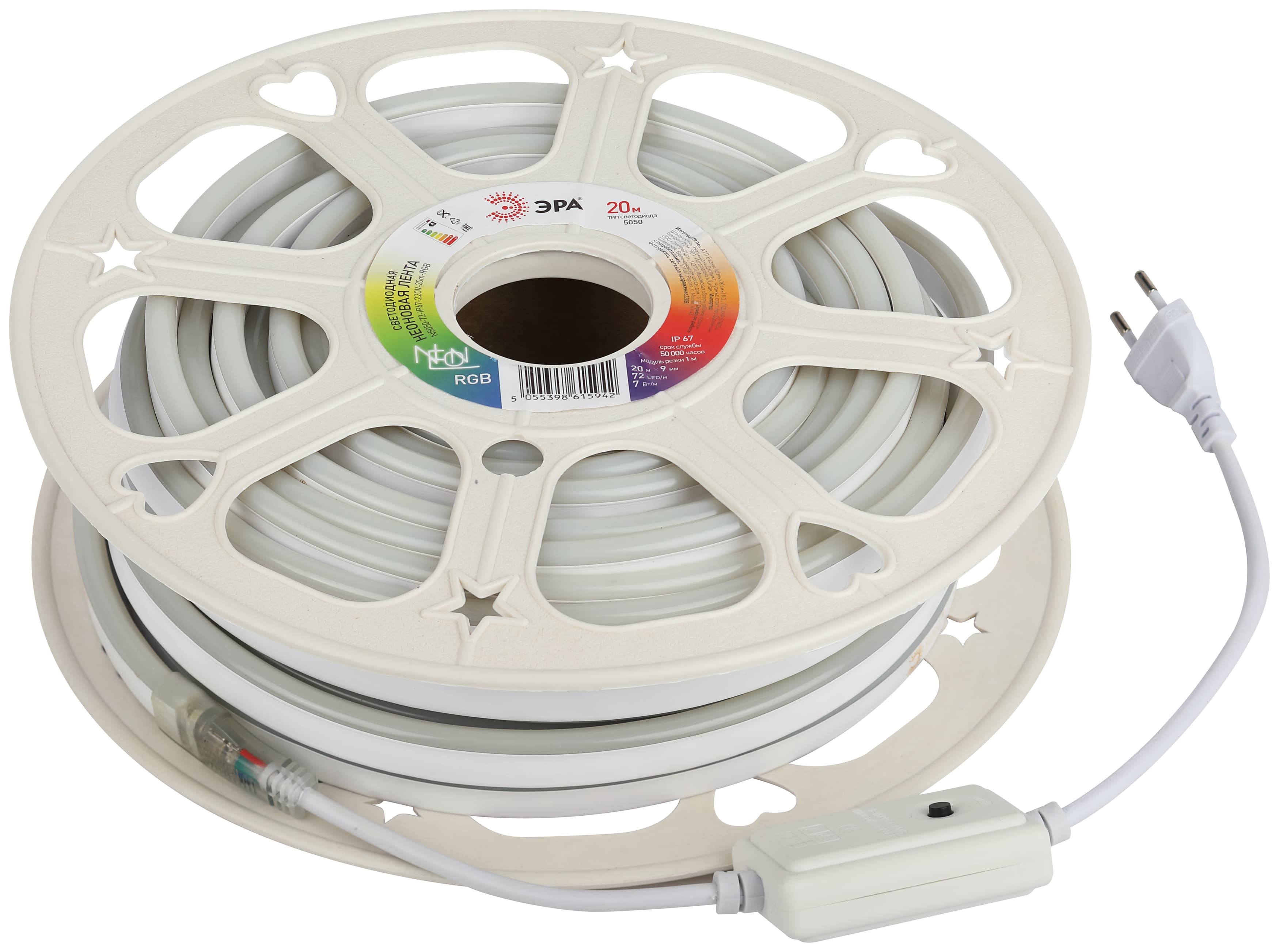 Лента светодиодная неоновая 12Вт/м 220В RGB IP67 72LED/м N5050-72-IP67-220V-20m-RGB