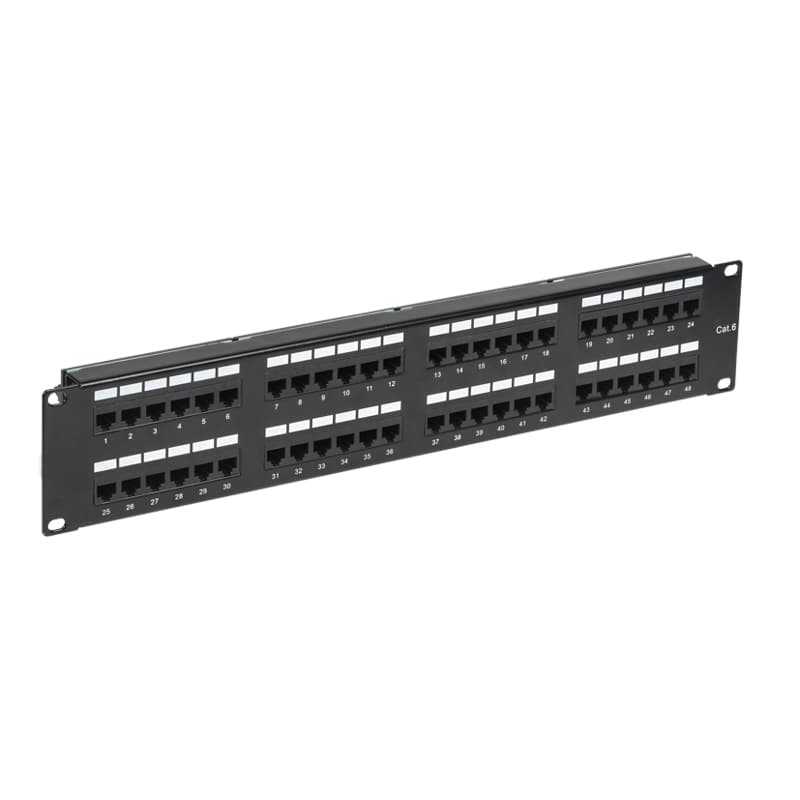 Патч-панель 19' CAT6 2U 48 портов UTP RJ45 Dual IDC с органайзерами