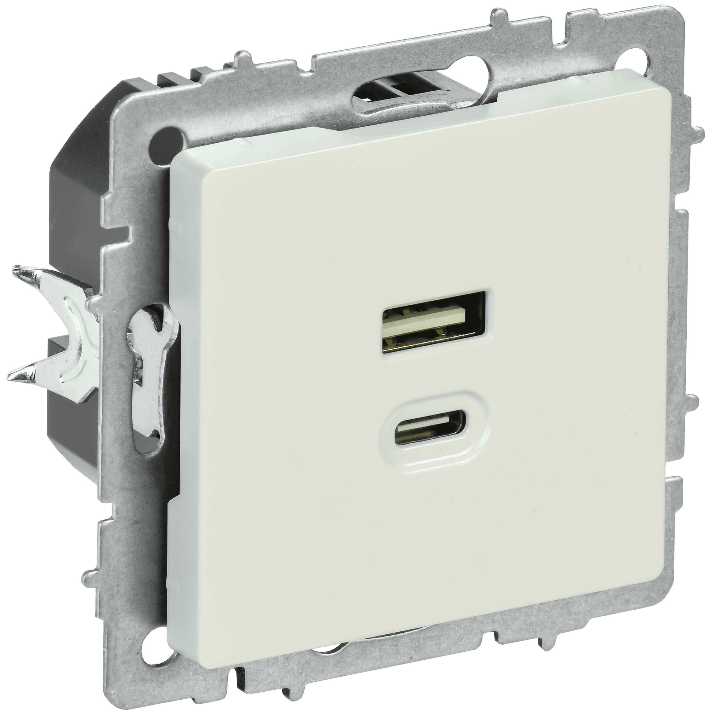 BRITE Розетка USB A+C 45Вт высокоскоростная зарядка РЮ11-2-БрЖ жемчуг IEK